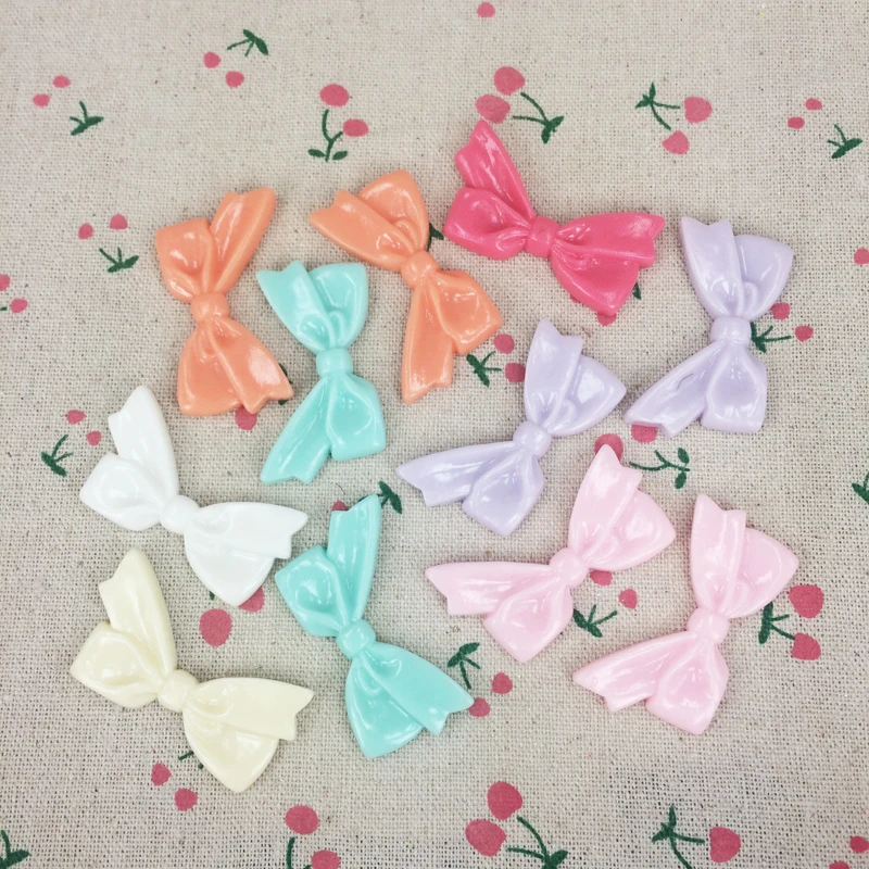 

10 Pieces Mix Resin Flatback Flat Back Cabochon Kawaii DIY Resin Craft Decoration Bow For Hair Bow Center Scrapbooking:22*45mm