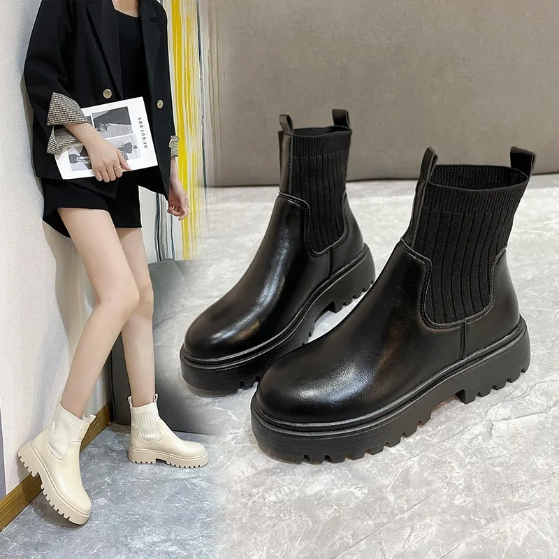 Купи Martin Shoes Woman Style High Street Retro 2022 Winter And Autumn leather Chelsea Boots Women Casual Fashion за 929 рублей в магазине AliExpress