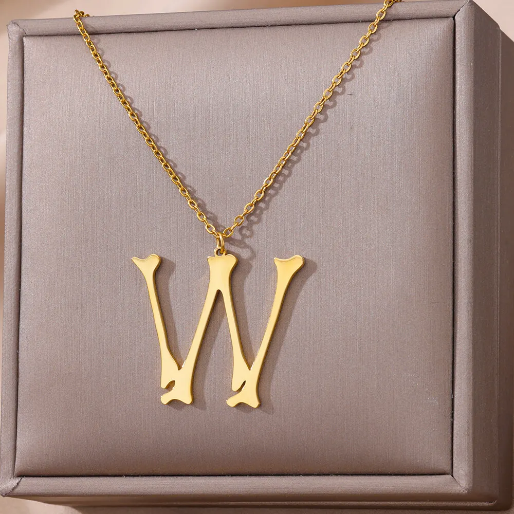 

Stainless Steel Initial Necklaces For Women Men Gold Color Letter Necklace Pendant Jewelry Male Female Neck Chain Free Shipping