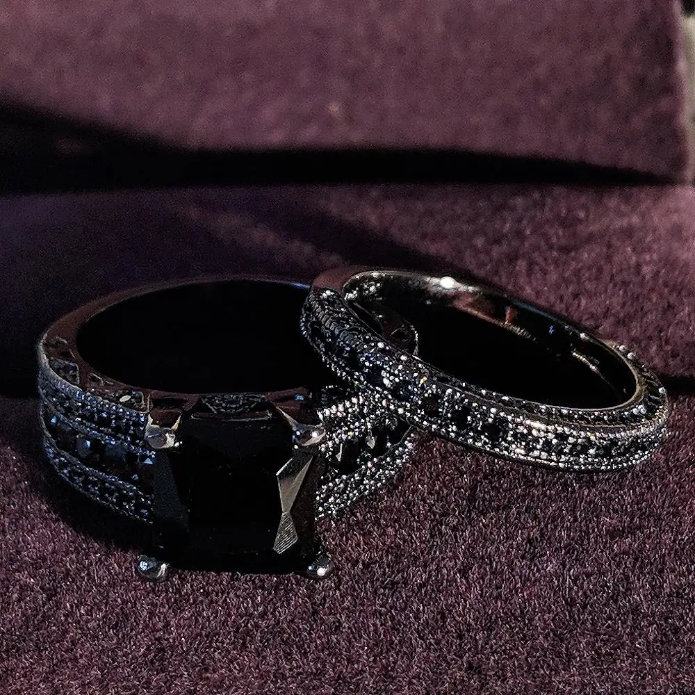 

Black blue color titanium Wedding Rings set bridal Classic Engagement Band Ring For Women luxury ghana nigeria Jewelry R4766