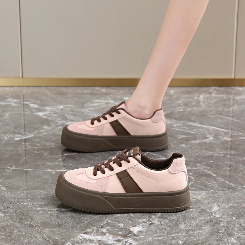 Туфли женские из натуральной кожи Мокасины платформа криперы клоги розовые