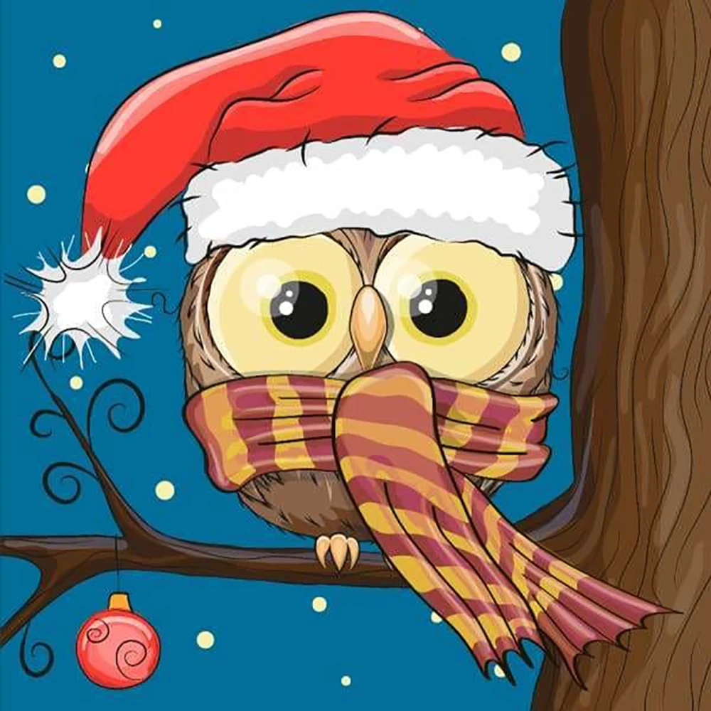 

5D DIY Diamond Painting Stitch Christmas Owl Diamond Embroidery Full Square Scenery Mosaic Rhinestones Pictures Home Decor Gift