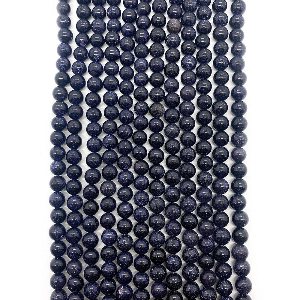

1Strand Blue Sand Stone Loose Beads Strand Natural Semi-precious Stone Round Shaped 6-10mm Sizes DIY Making Necklace Bracelet