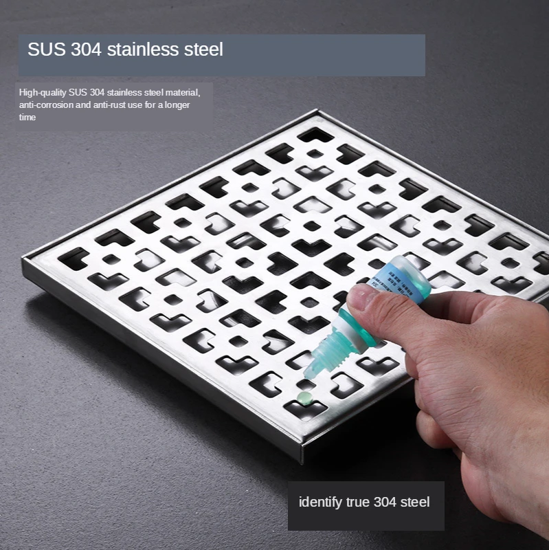 

120/150/200/300mm 304 Stainless Steel Bathroom Large Size Floor Drain Suqaure Deodorant Shower Floor Drain