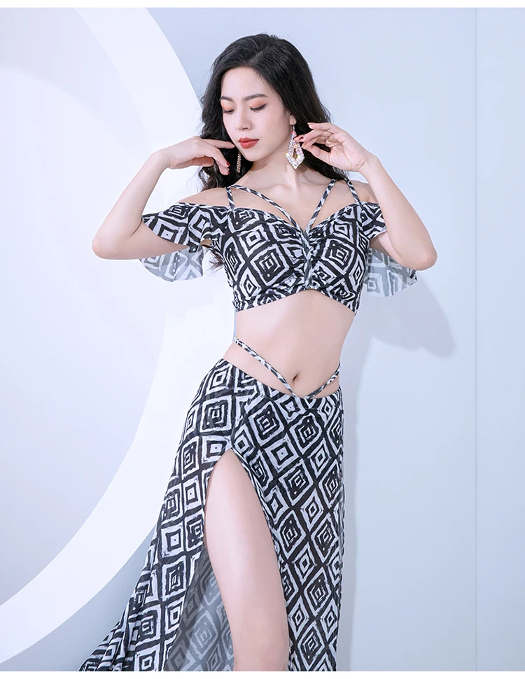 Женское платье для танца живота Сетчатое Балади Шааби с принтом одежда