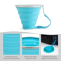 270ml bpa water cup mini free food grade silicone folding cup portable retractable outdoor climbing coffee cup travel tea cup