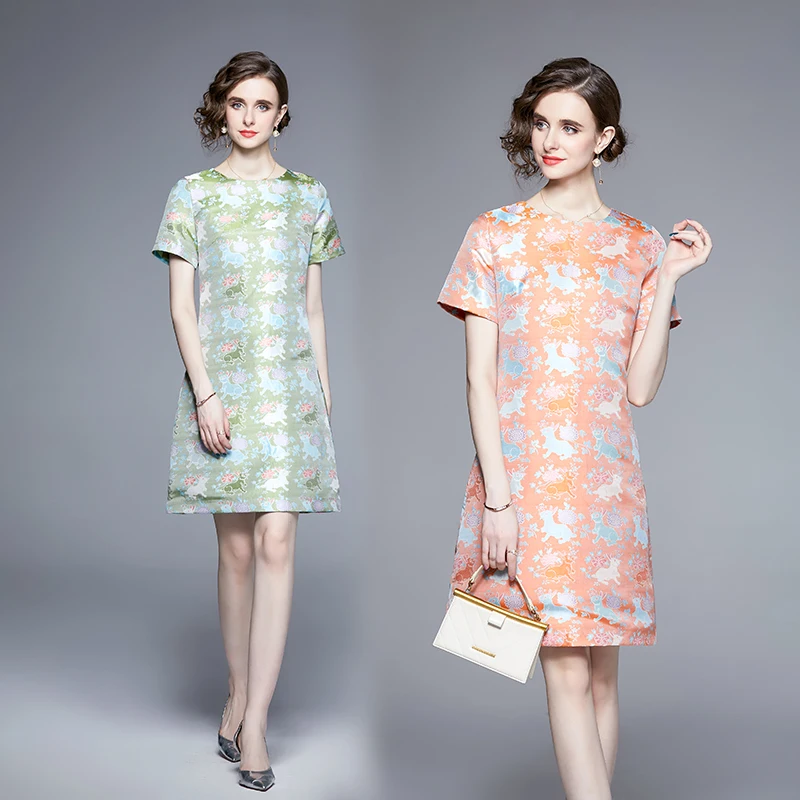 

Женское платье с цветочной вышивкой, элегантное платье с круглым вырезом и коротким рукавом, модель X8052 на лето, 2023