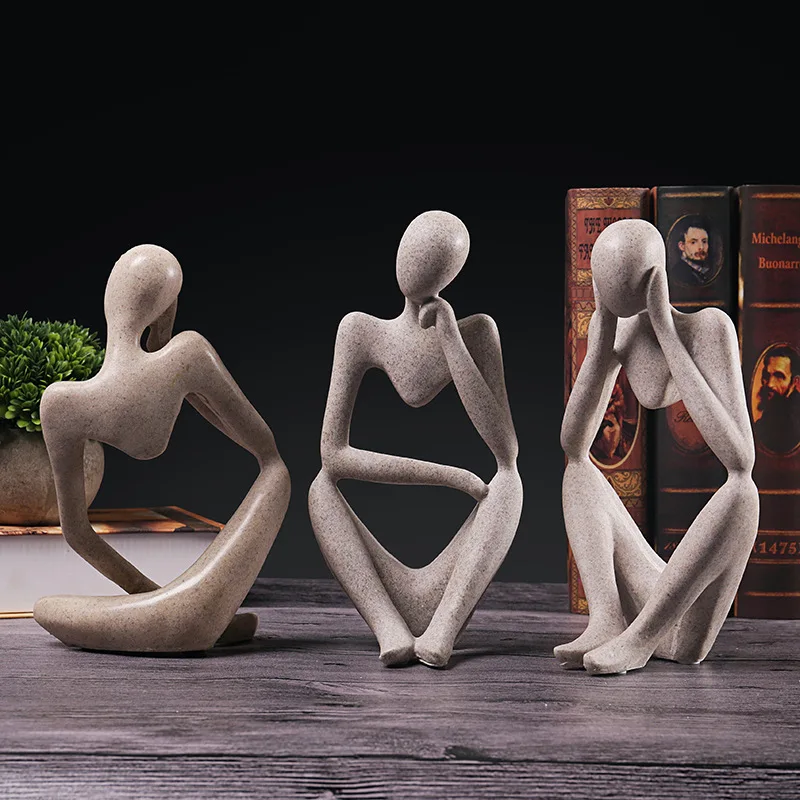 

Nordic Abstract Thinker Statue Resin Figurine Office Home Decoration Desktop Decor Handmade Crafts Sculpture Modern Art