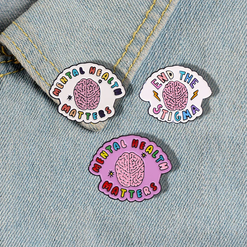 Эмалированная булавка для психического здоровья Matterss, конец стигмы, тревоги, осведомленности, психотерапии, брошь, положительный счастливый значок-напоминание, подарок