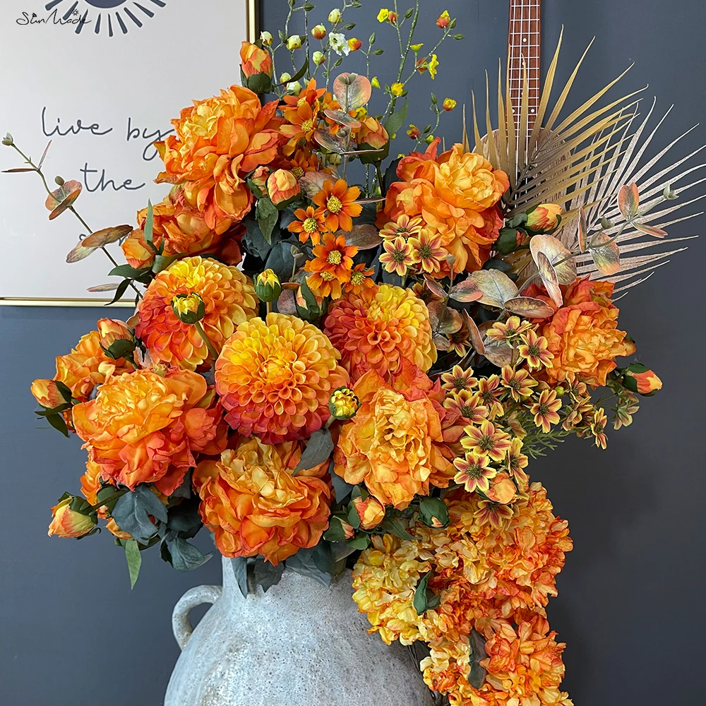 SunMade роскошные сгоревшие крупные пионовые ветки шелковые искусственные цветы