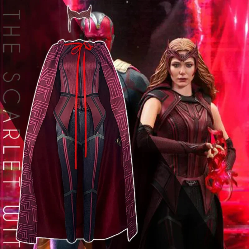 

Cafele Wanda Vision Scarlet Witch Cosplay Costume For Women Carnival Suit Mask Custom Made Halloween Costume High Quality