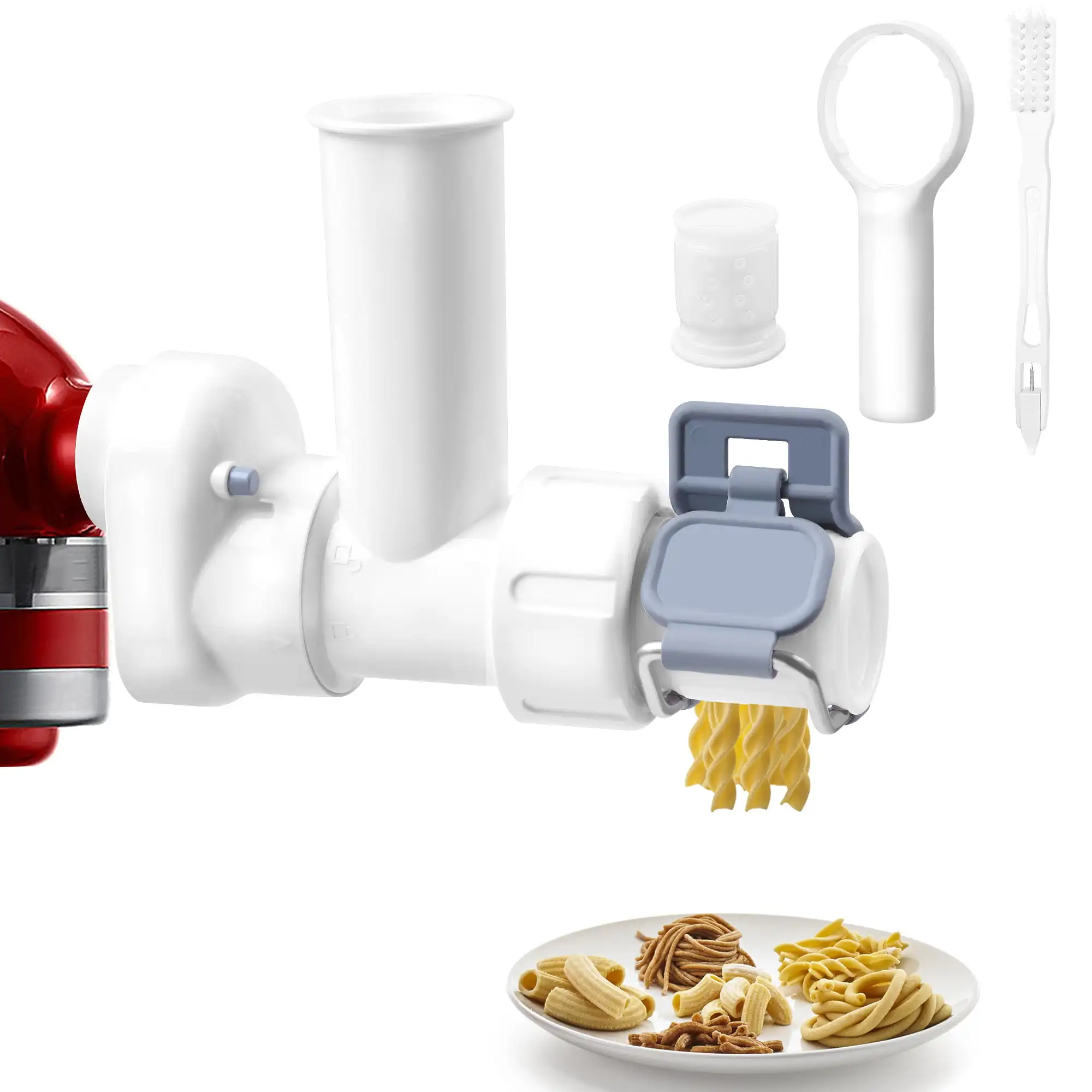 

Gourmet Pasta Attachment for KitchenAid Mixer with 6 Pasta Outlet Shapes, White