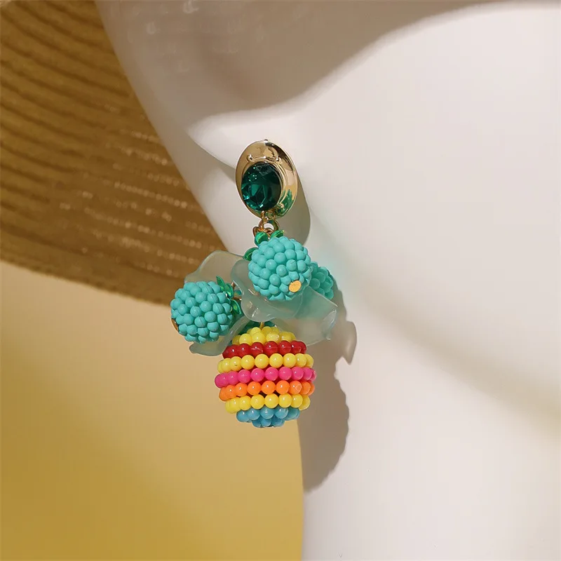 

18 Styles Summer Beach Beads Crystal Dangle Earrings For Women Boho Luxury Multicolored Ear Retro Statement Jewelry