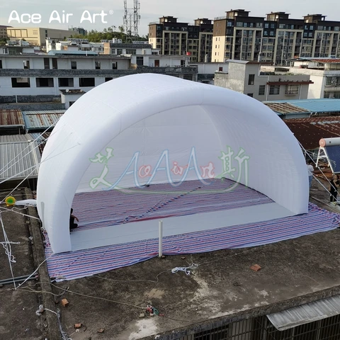 Большая белая надувная сценическая палатка, портативная крыша, навес для событий на открытом воздухе и рекламный дисплей