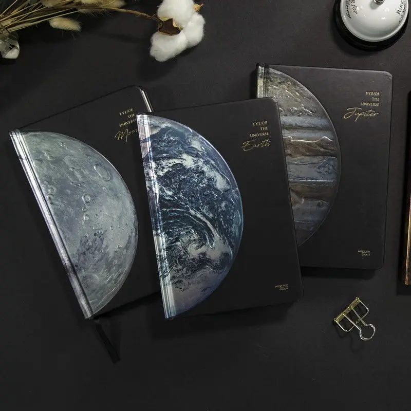 

Student Cosmic Starry Sky Earth Planet Hand Ledger Creative Notebook Diary Full Color Page Illustrated Hand Ledger Book