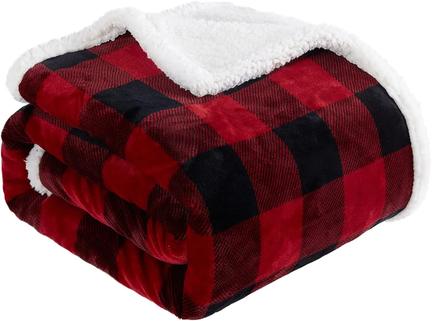 

Sherpa Buffalo Plaid Christmas Throw Blanket Fuzzy Soft Cozy Blanket Fleece Flannel Plush Microfiber Blanket for Couch Bed Sofa