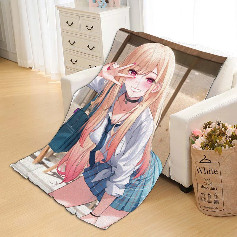 2022 Anime My Dress-Up Darling Blanket Marin Kitagawa DIY Customize Plush Throw Soft Warm Flannel Blanket Home Textiles