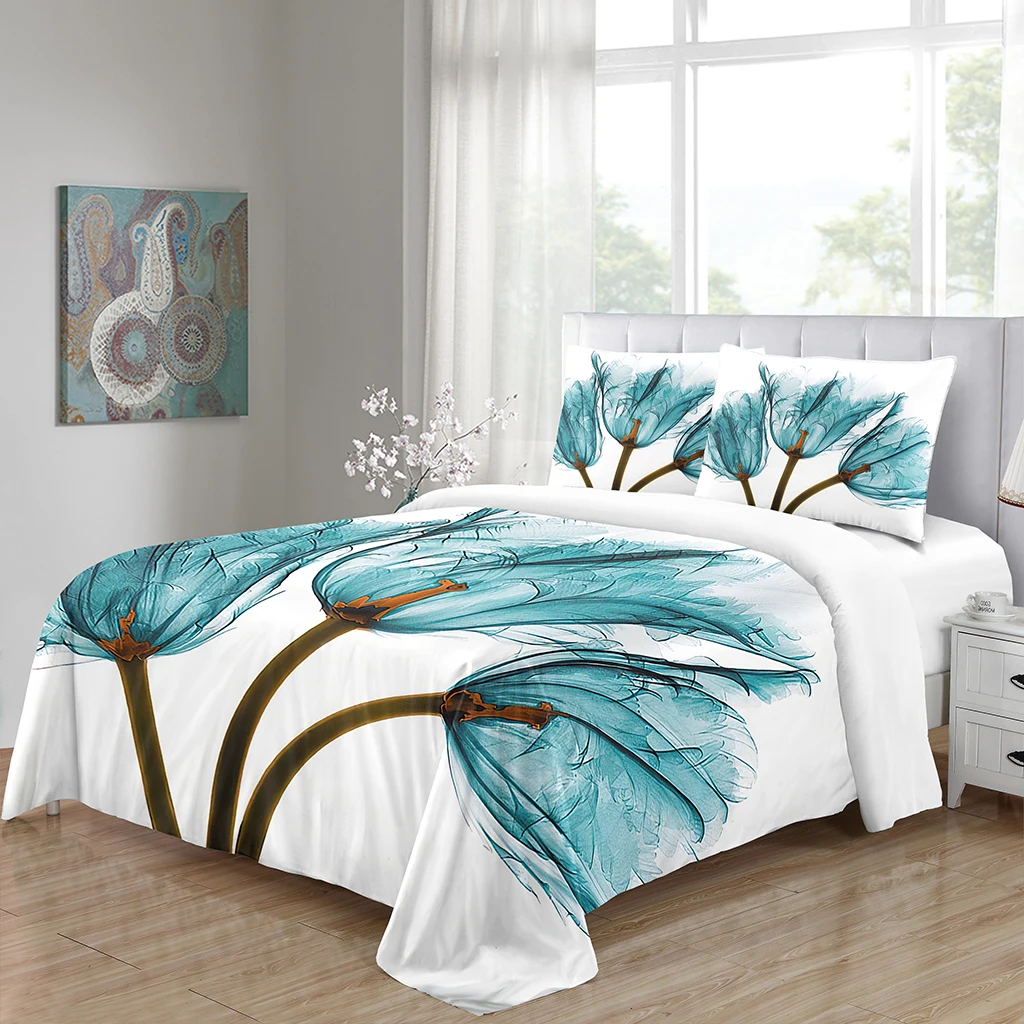 

Зеленый Лотос! Набор пододеяльников королевского размера, домашний декор, мягкие и искусственные наборы из микрофибры с застежкой-молнией, ...