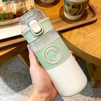 outdoor travel drink tumbler summer 560ml ins water bottle with straw cute plastic anti slip leak proof mug portable sport cup