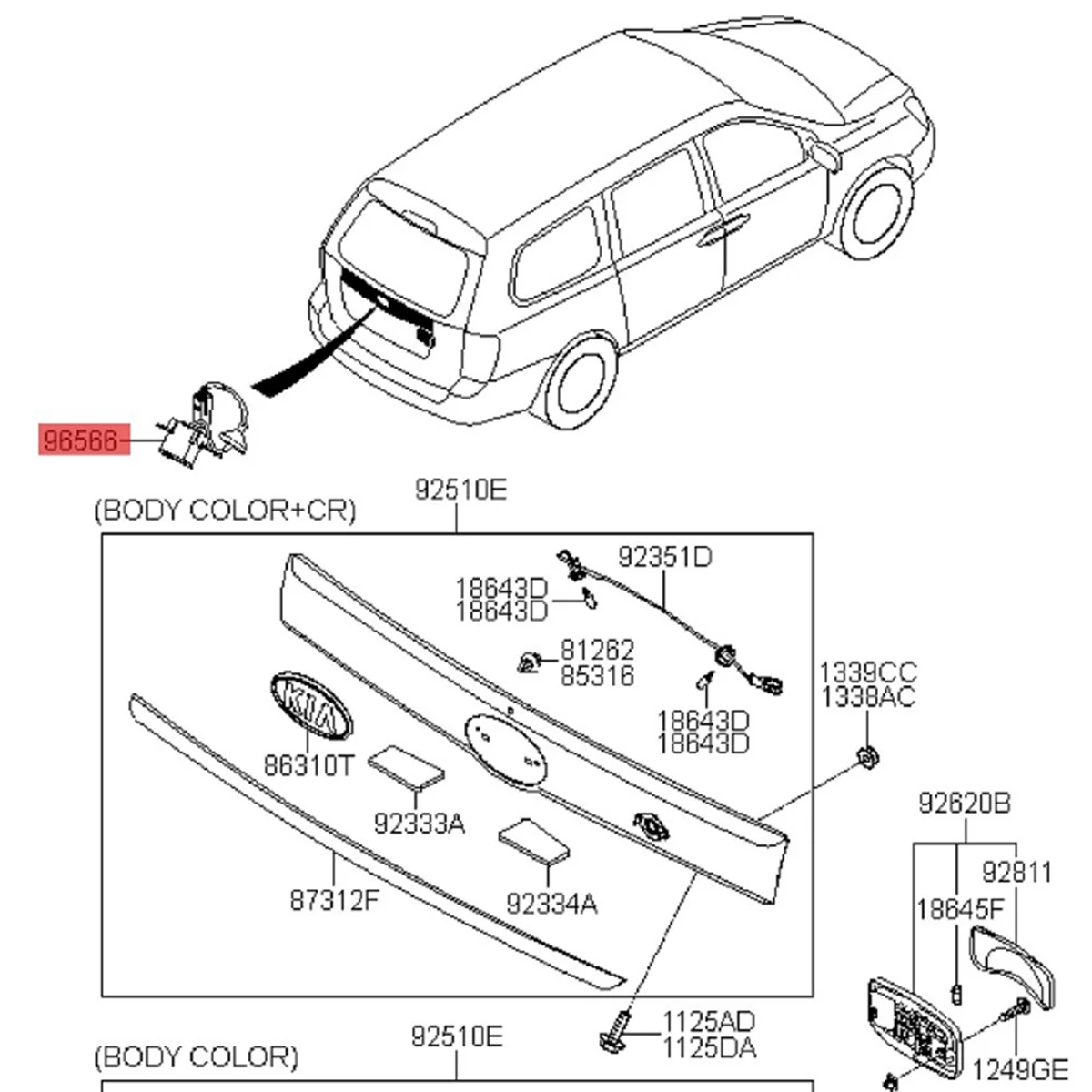 

Камера заднего вида для парковки автомобиля, подходит для Sedona 2006-2014 96566-4D520 96566-4D510