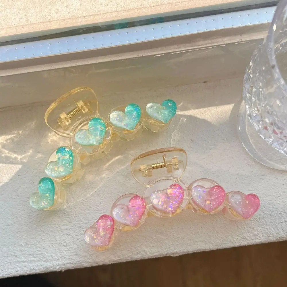 

Hairpins Spring Hair Claw Transparent Ponytail Holder New Heardress Women Hair Claw Heart Korean Shark Clips Lovely Hair Clips