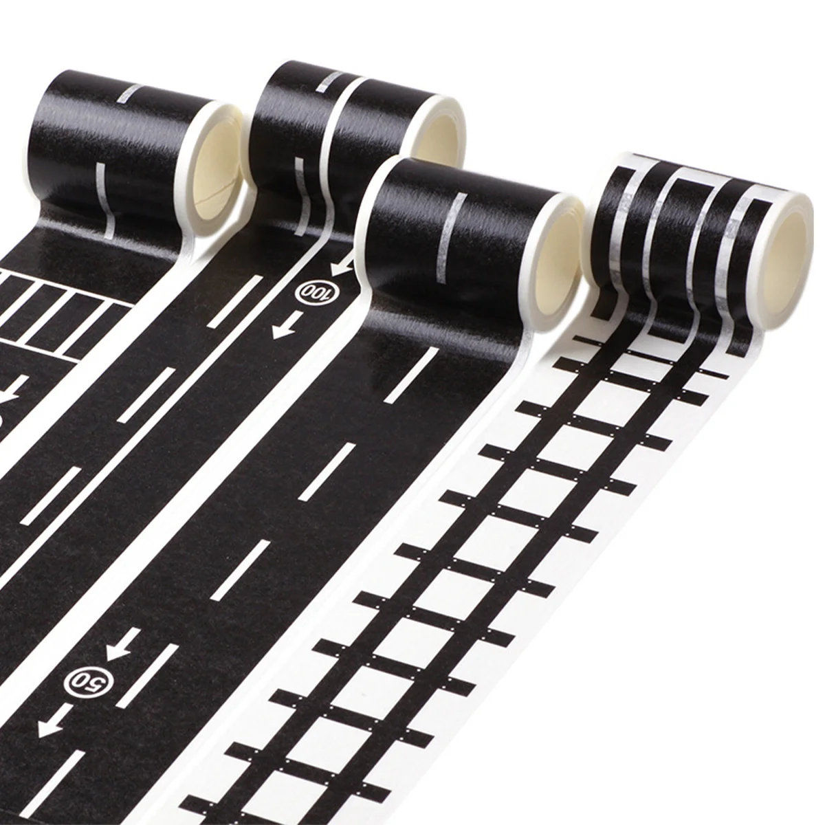 

4 Rolls Traffic Tape Road Washi Tape Railway Road Stickers Car Road Tape