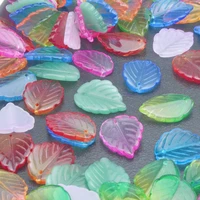 10 40pcs 18x24mm czech glass leaves transparent green loose spacer beads charms pendants for bracelet hair jewelry diy material