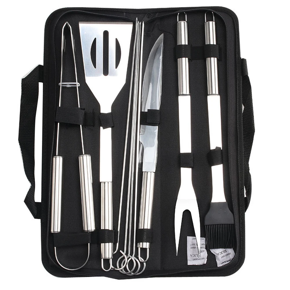 

Stainless Steel BBQ Tools Set Barbecue Shovel Fork Knife Seasoning Brush Outdoor Camping Barbecue Cooking Tools Set
