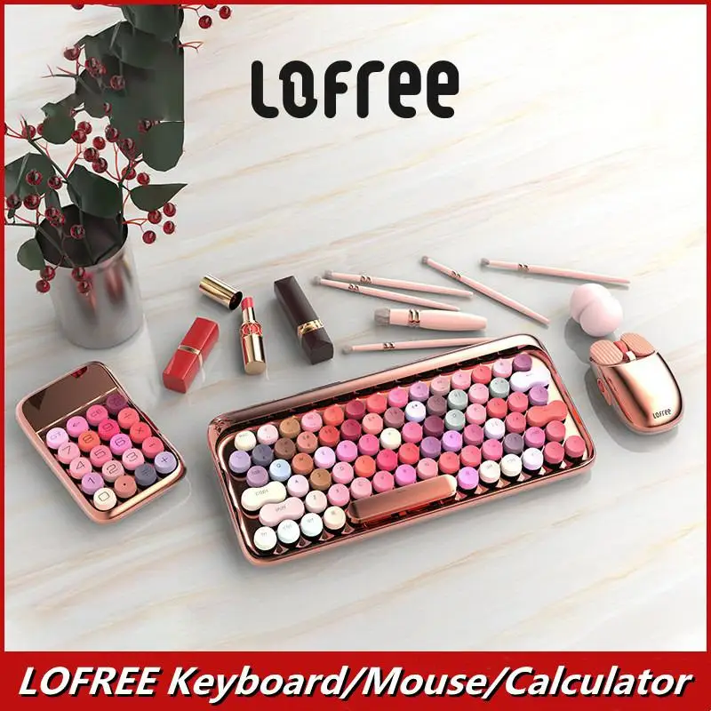 Lofree Rose Gold Mechanical Dot Bluetooth Keyboard Mice Calculator For Windows Android IOS MAC Computer Laptop Cell Phone Gift