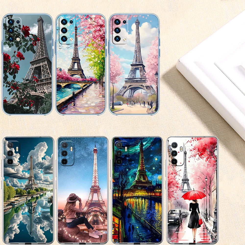Фото Прозрачный чехол для телефона HY22 Paris Eiffel Tower для Motorola Moto G7 G8 G9 G84 G85 G73 G24 G15 Z2 Play Power Plus №3