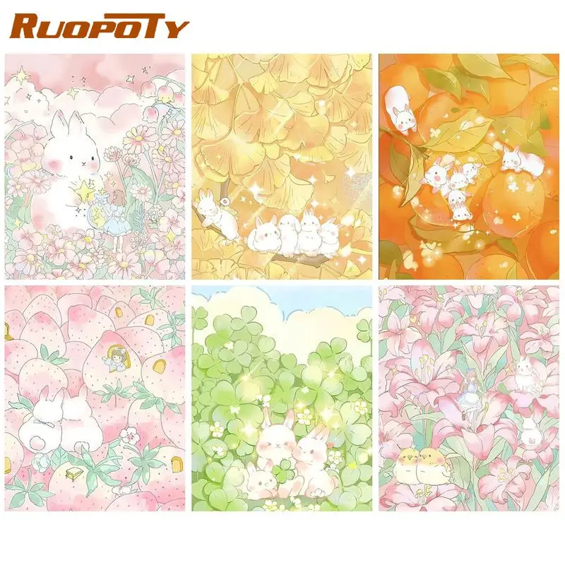 

RUOPOTY Digital oil painting flowers DIY digital oil painting wedding decoration adult set unique gift