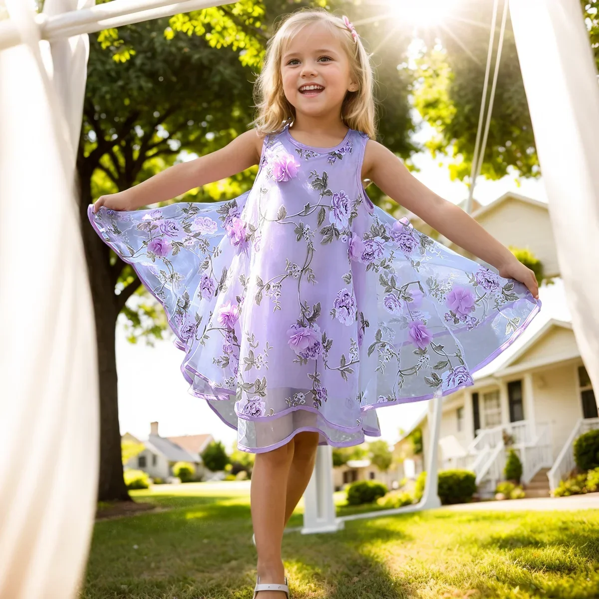 Bohemian Summer Girls Flower Dress Kids Girl Beach Dresses Chiffon Floral Teenager Clothes 6 8 10 12 14 Year
