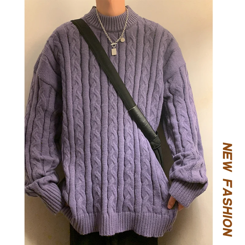 

Свитер с круглым вырезом, вязаный свитер в стиле хип-хоп, винтажный пуловер, Повседневный шерстяной свитер, уличная одежда, винтажный Модный черный теплый свитер