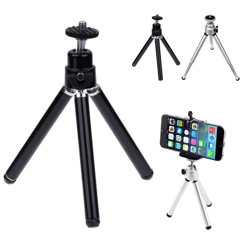 

Mobile Phone Telescopic Two-Section Tripod Portable Black Silver Camera Tripod Universal Selfie Photography Desktop Tripod