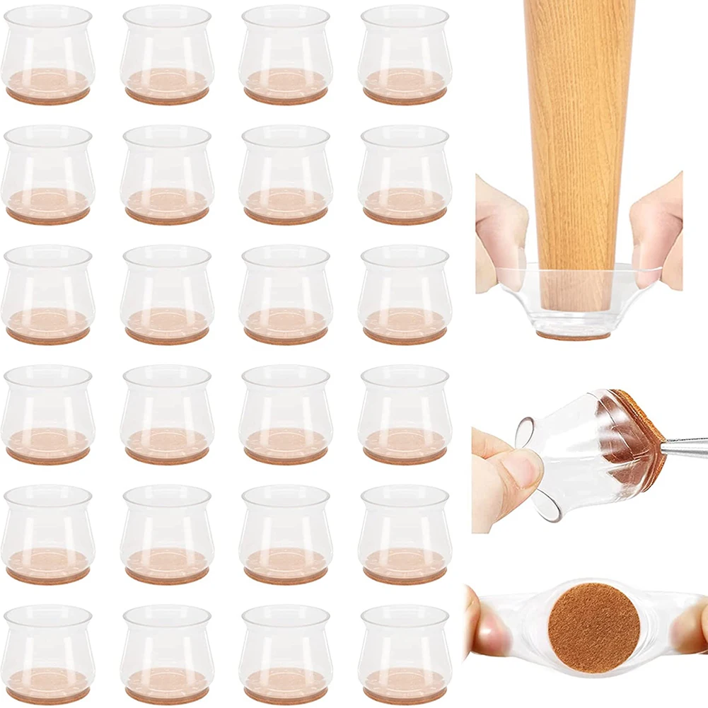 

24x Upgraded Sliders Chair Leg Cover Floor Protectors Cap Pad For Hardwood Floors Silicone Sliders For Chair Legs Covers