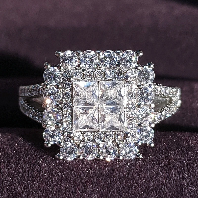 

2022 New Luxury Round Solid 925 Sterling Silver Engagement Ring For Women Lady Anniversary Gift Jewelry Wholesale