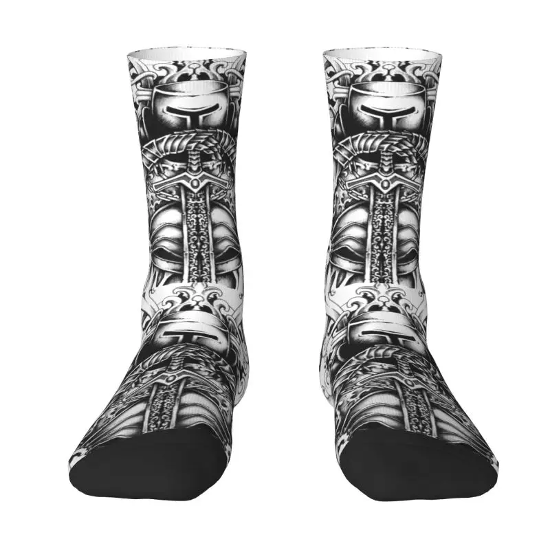 

Knight And Armor Mens Crew Socks Unisex Novelty Medieval Deus Vult Cross Spring Summer Autumn Winter Dress Socks