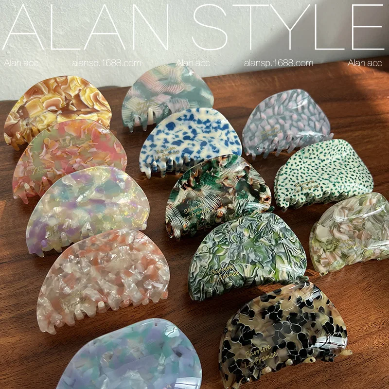 

New Fashion Acetate Hair Claw Vintage Print Hair Clip Headband Hairpin Girls Hair Crab for Women Hair Accessories Wholesale