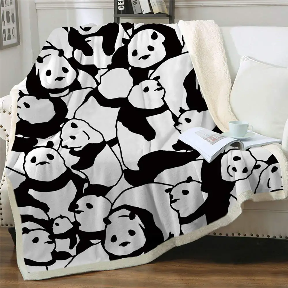 

Flannel Throw Blanket for Boys Girls Gifts Couch Bed Sofa Office Travelling Super Soft Cozy Lightweight White and Black Panda