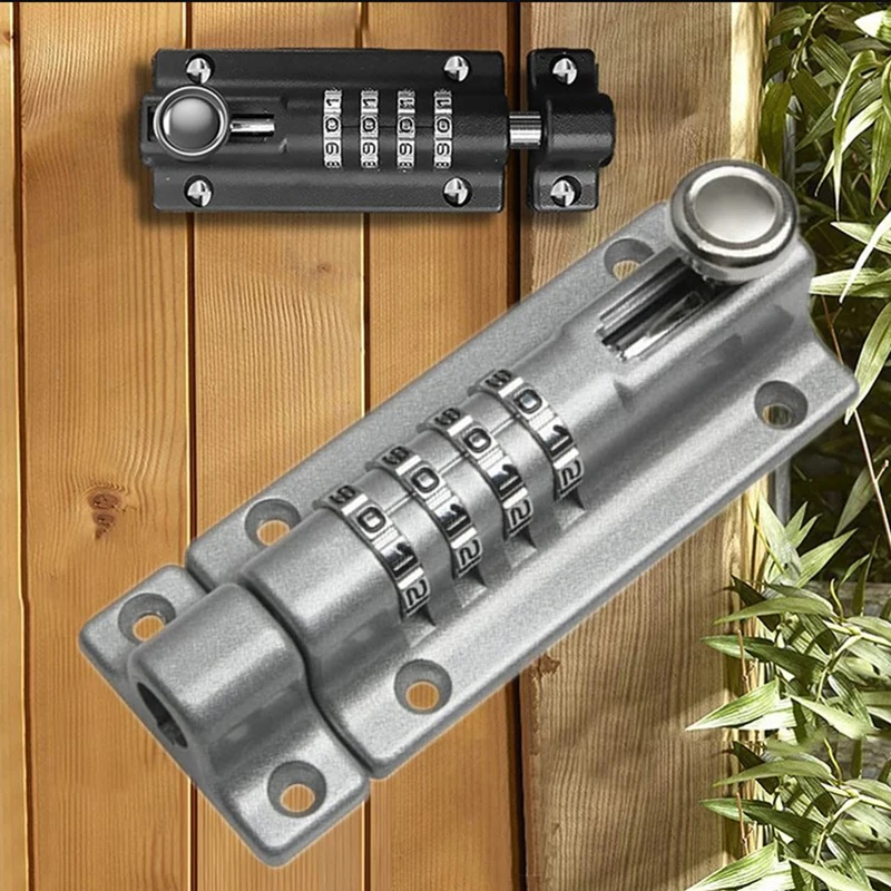 

Password Lock Black Silver Bolt Metal Door Latch Anti-theft Safety Combination Digit Padlock Outdoor Home Wood Gate Hardware