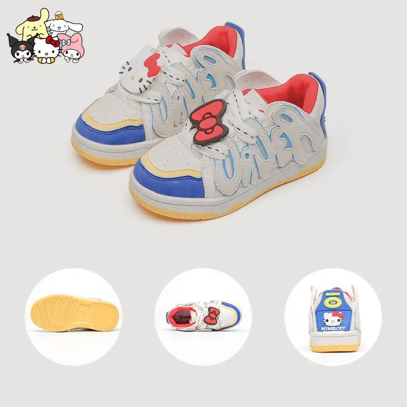 

Kawaii Sanrio Doll Childrens Sneakers Anime Kuromi My Melody Cinnamoroll Cartoon Noctilucent Velcro Breathable Board Shoes Gifts
