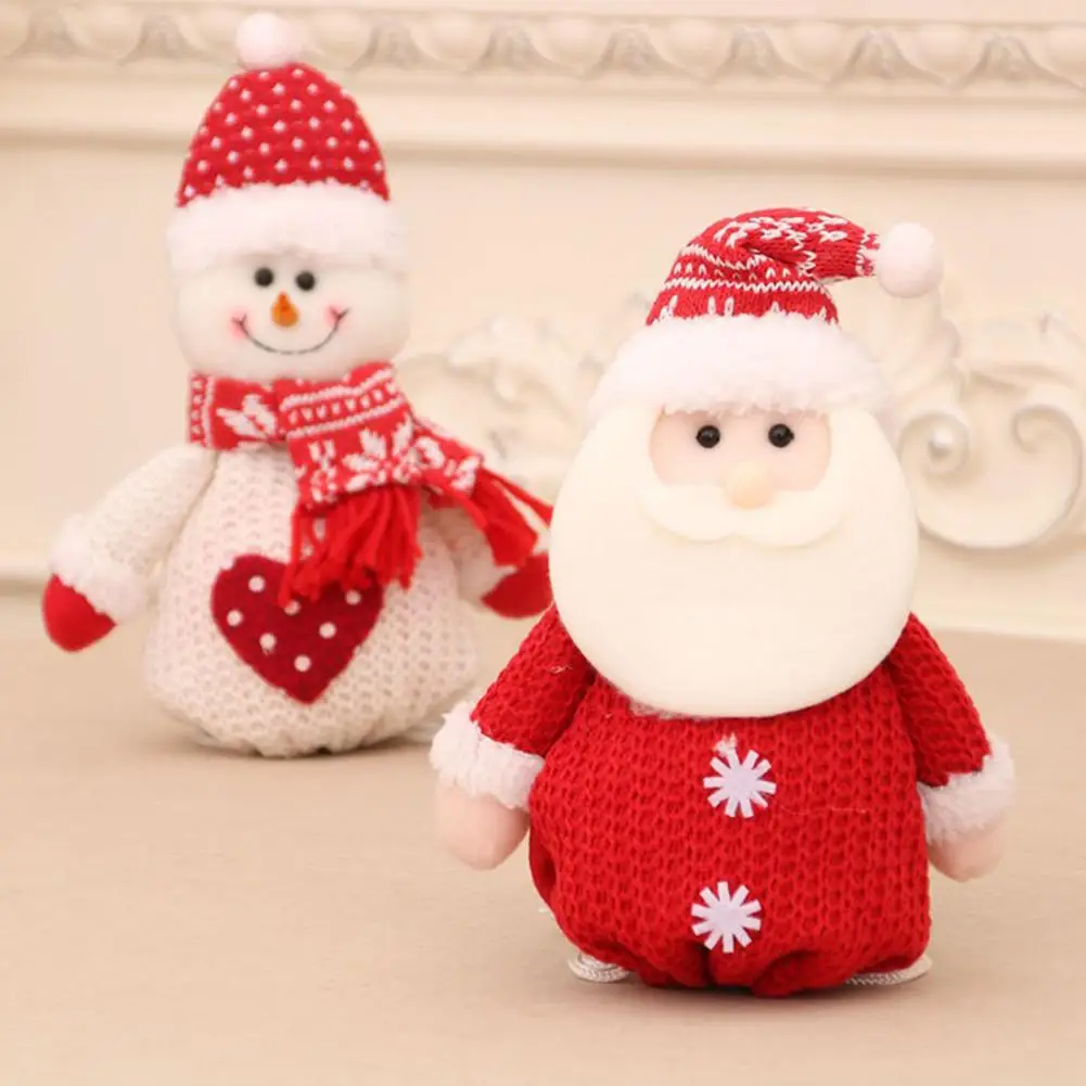 

Christmas Gift Bags Knitted Candy Pouch Santa-Claus Snowman Doll Present Pouch Drawstring Wrapping Packaging Bag