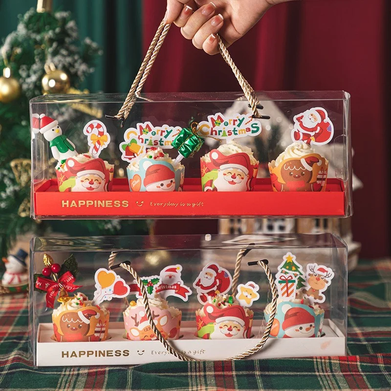 Бумажные стаканчики для рождественской вечеринки с красным Санта-Клаусом