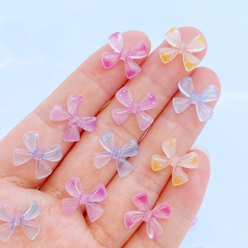 

50pcs New Resin Colored-Color 12*17mm Bow Flat back Stone Applique Figurines DIY Wedding Scrapbook Manicure Accessories Craft