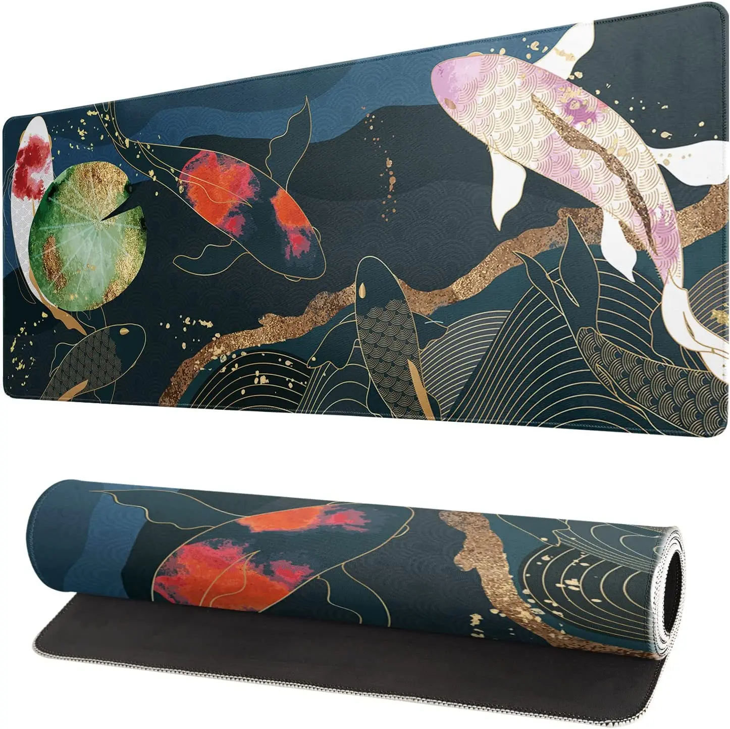 

Japanese Koi Fish Art Large Mouse Pad Mouse Pad Extended Mouse Mat Desk Pad Thick Long Non-Slip Rubber Base 31.5x11.8x0.12 Inch