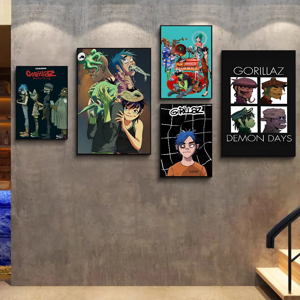 G-Gorillaz хип-хоп постер из крафт-бумаги ретро и ностальгический
