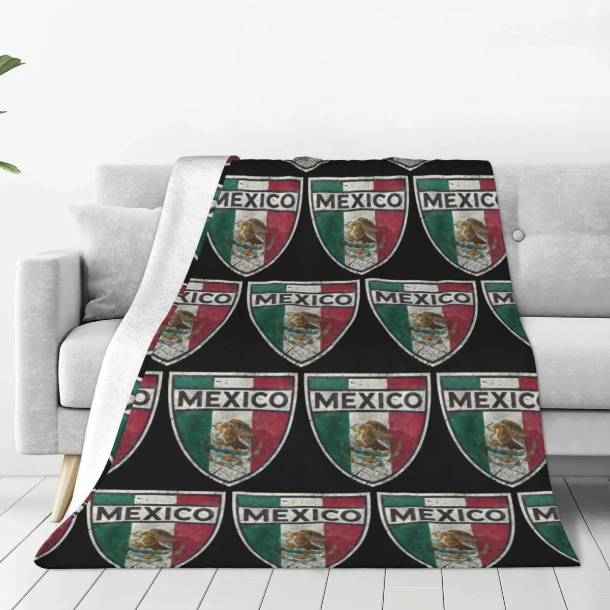 

Mexico Vintage Shield Mexican Eagle Flannel Blanket Awesome Throw Blankets for Bed Sofa Couch 125*100cm Rug Piece