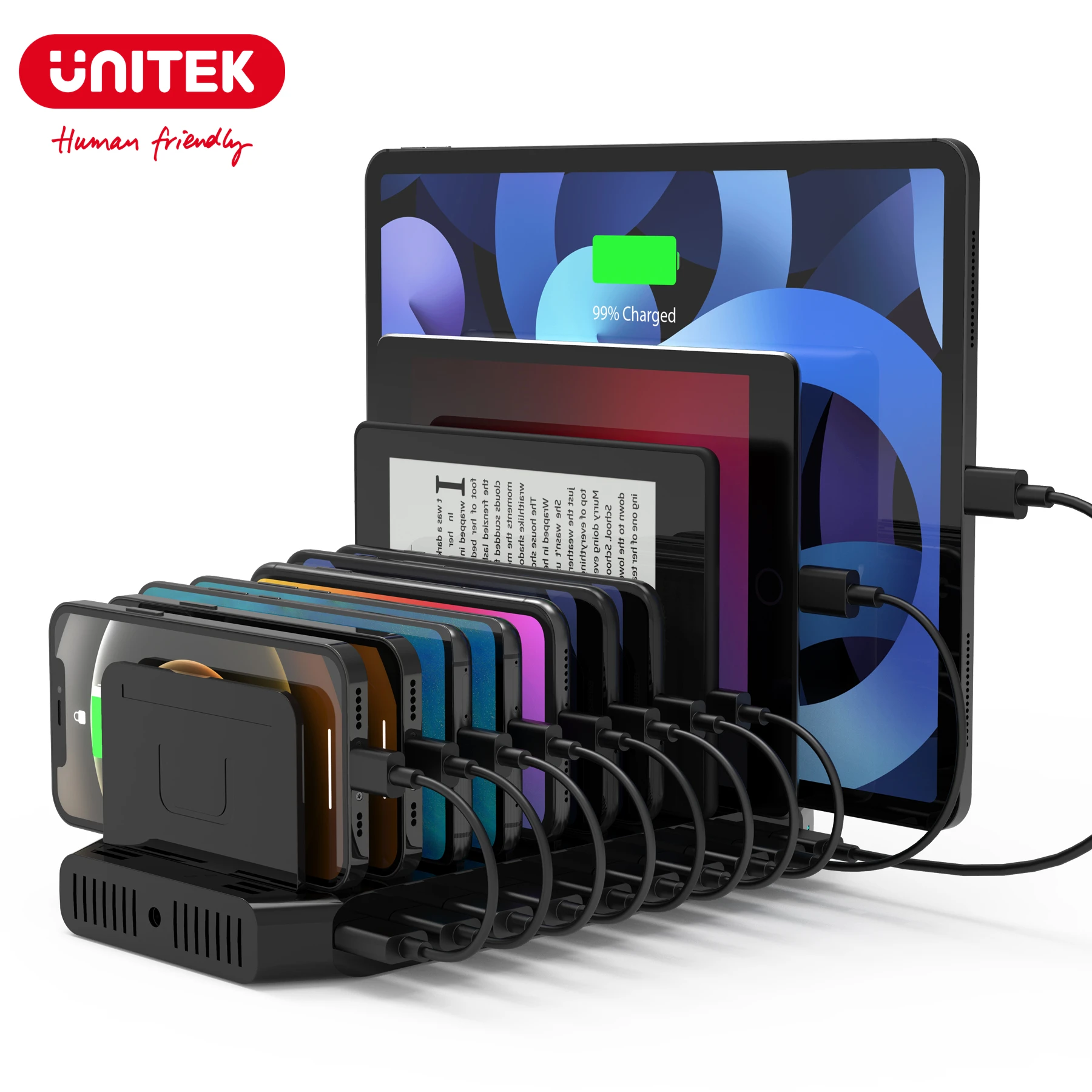 Зарядная Станция Unitek, 10 портов, 120 Вт, USB QC 3,0