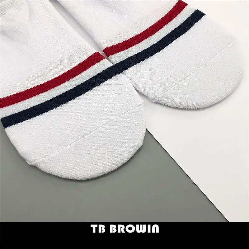 TB BROWIN THOM Men's Socks Korean Fashion RWB Stripes No Show Women's Cotton Street Fashionable Harajuku Stockings