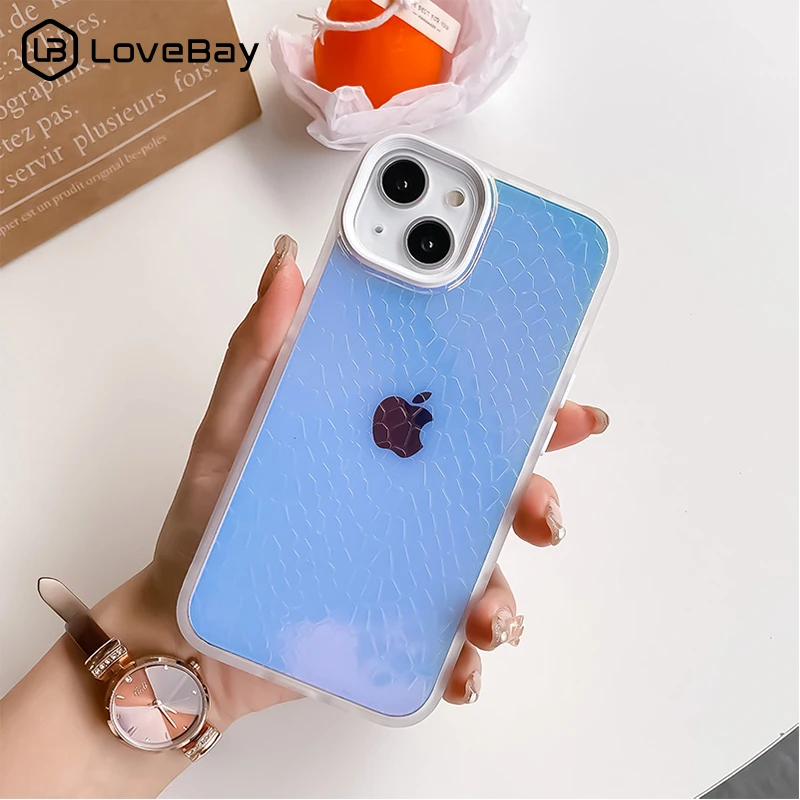 

Candy Color Lens Protection Bumber Phone Case For iPhone 13 12 11 Pro Max X XR XS 7 8 Plus SE 20 Gradient Laser Clear Hard Cover